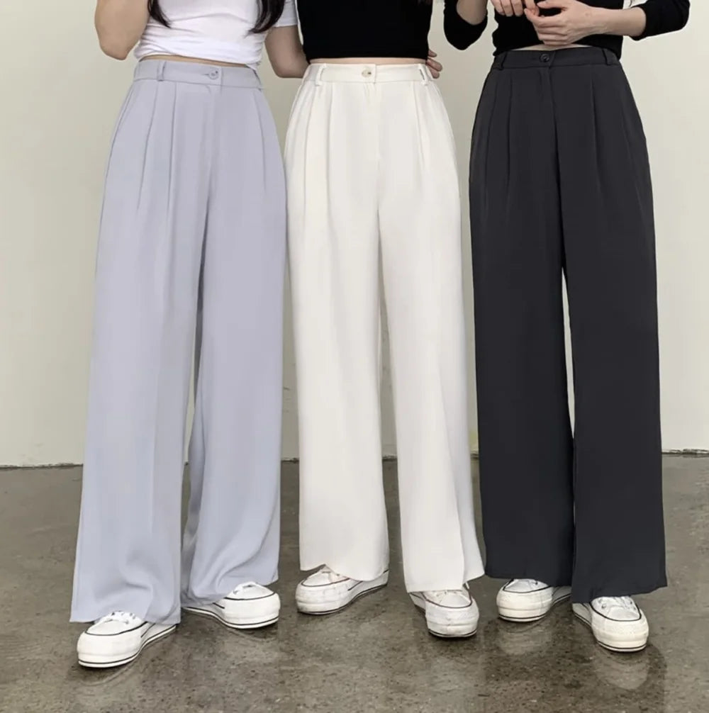 <Comeback款❤️🔥>【3個尺寸‼️小高個子都適合🪞】 High waist cool ice texture slacks(pre order)
