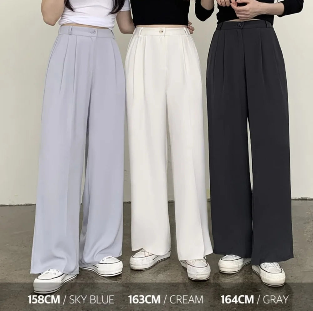<Comeback款❤️🔥>【3個尺寸‼️小高個子都適合🪞】 High waist cool ice texture slacks(pre order)