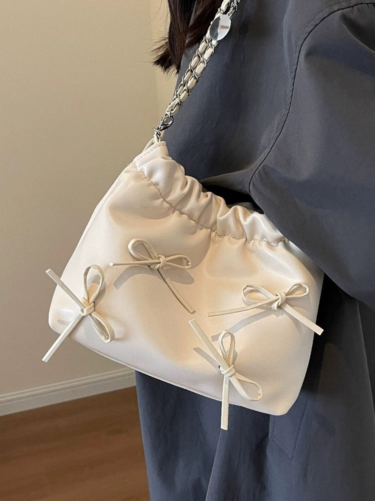 【新增新色-紫色💜5色選擇】 Ribbon chain shoulder bag(pre order)