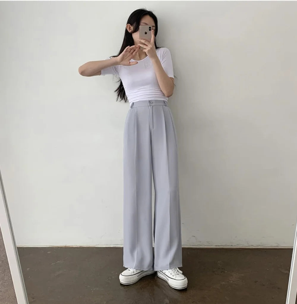 <Comeback款❤️🔥>【3個尺寸‼️小高個子都適合🪞】 High waist cool ice texture slacks(pre order)
