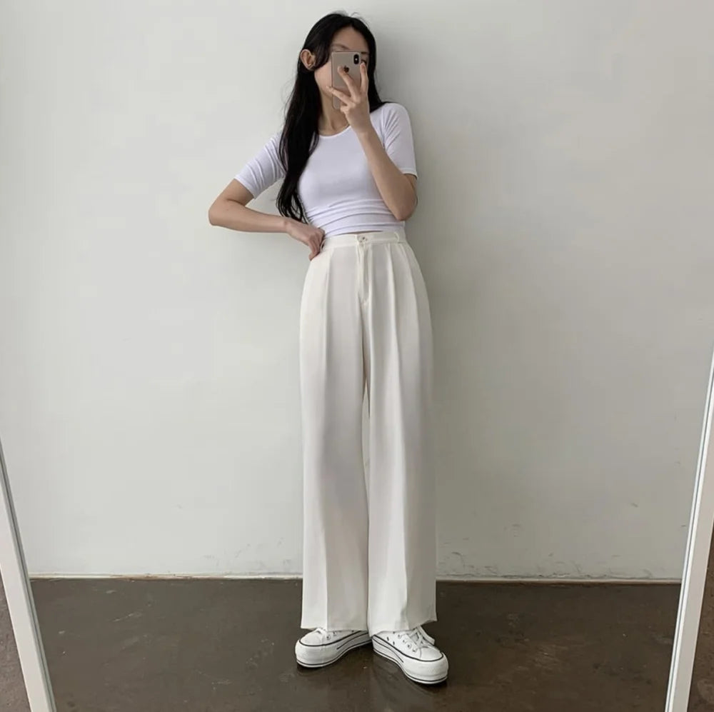 <Comeback款❤️🔥>【3個尺寸‼️小高個子都適合🪞】 High waist cool ice texture slacks(pre order)