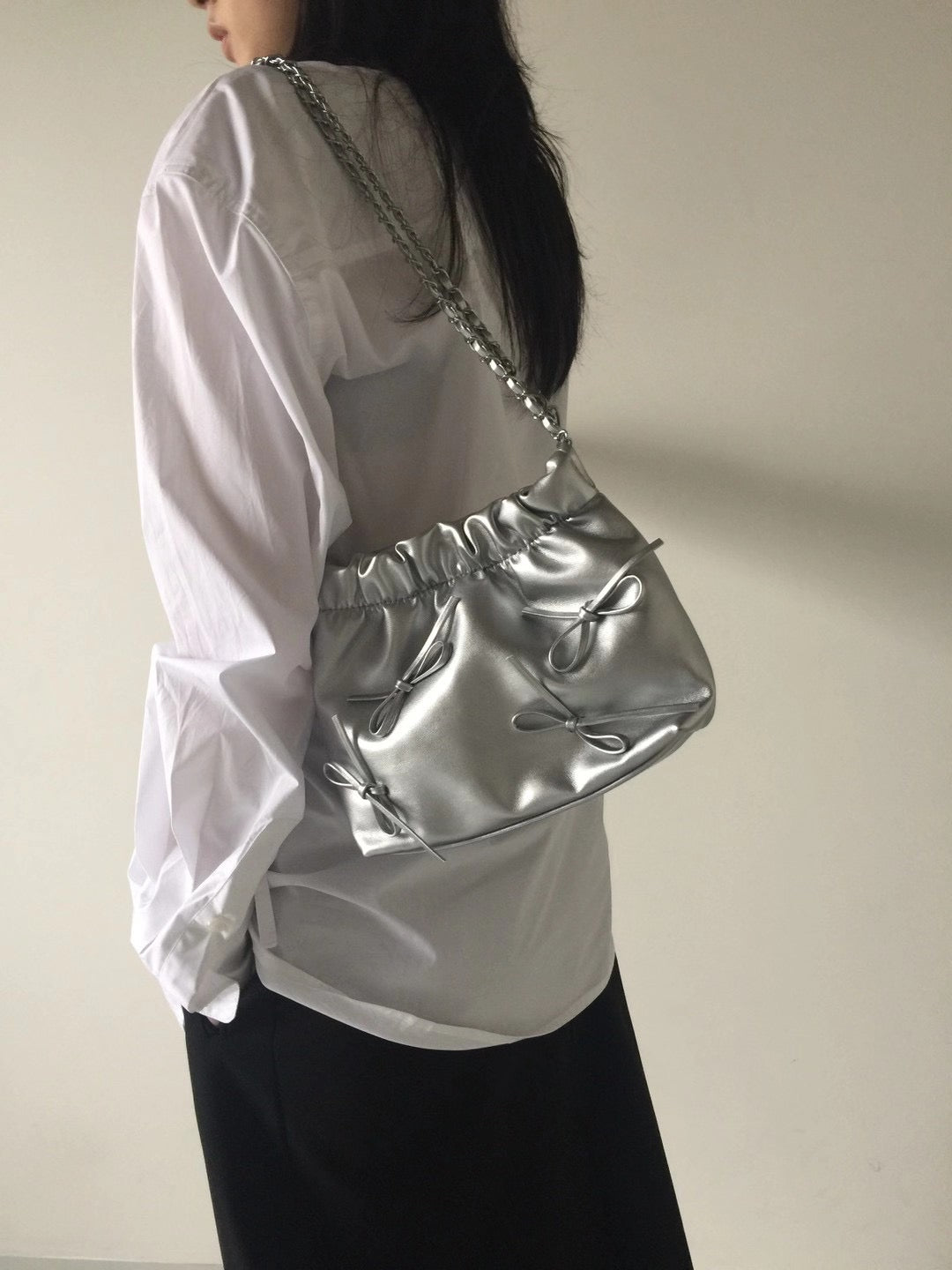 【新增新色-紫色💜5色選擇】 Ribbon chain shoulder bag(pre order)