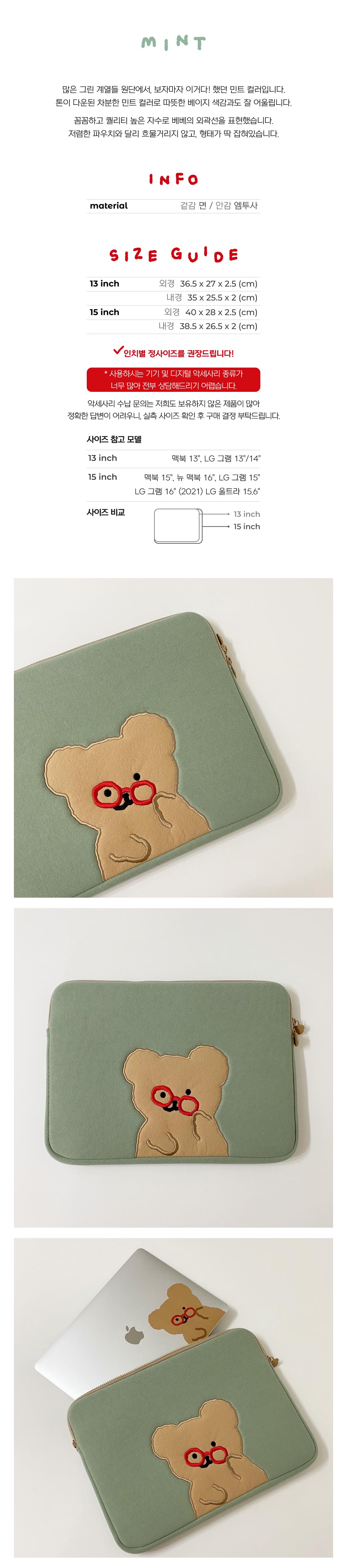 TETEUM mint 13/15 inch. laptop pouch(pre order )
