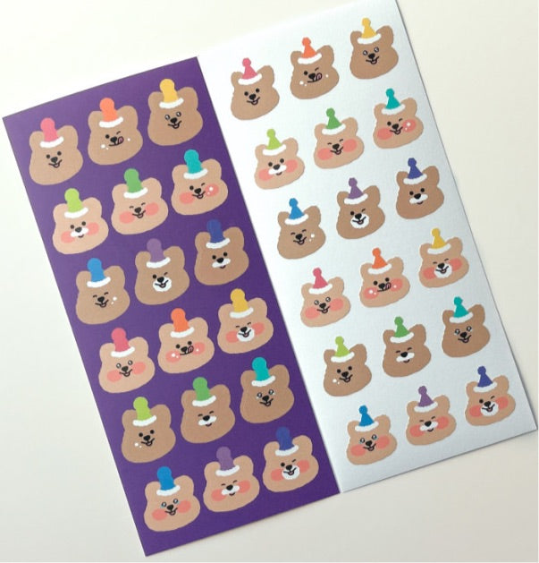 Young forest color hat bear sticker(pre order)