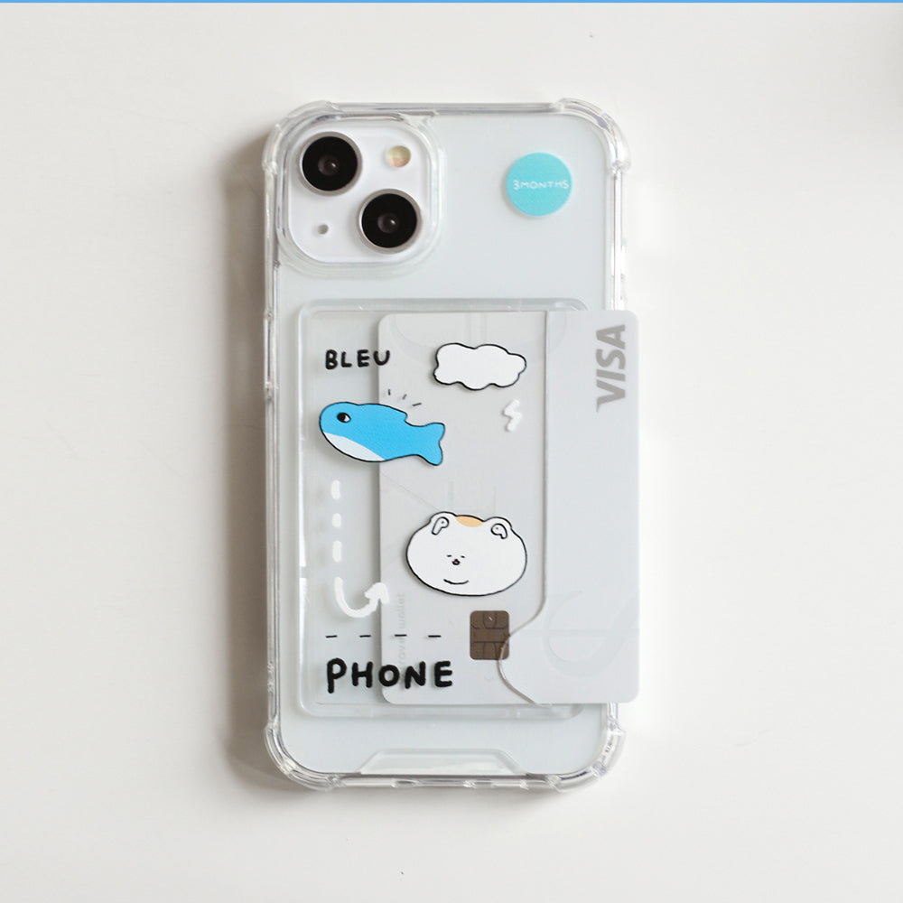 3 months blue blue transparent card phone case(pre order)
