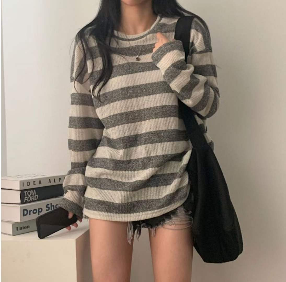 【男女可穿😚可當情侶款🎱】 Oversize striped tee(pre order)