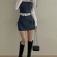 Denim ribbon vest+skirt SET(pre order)
