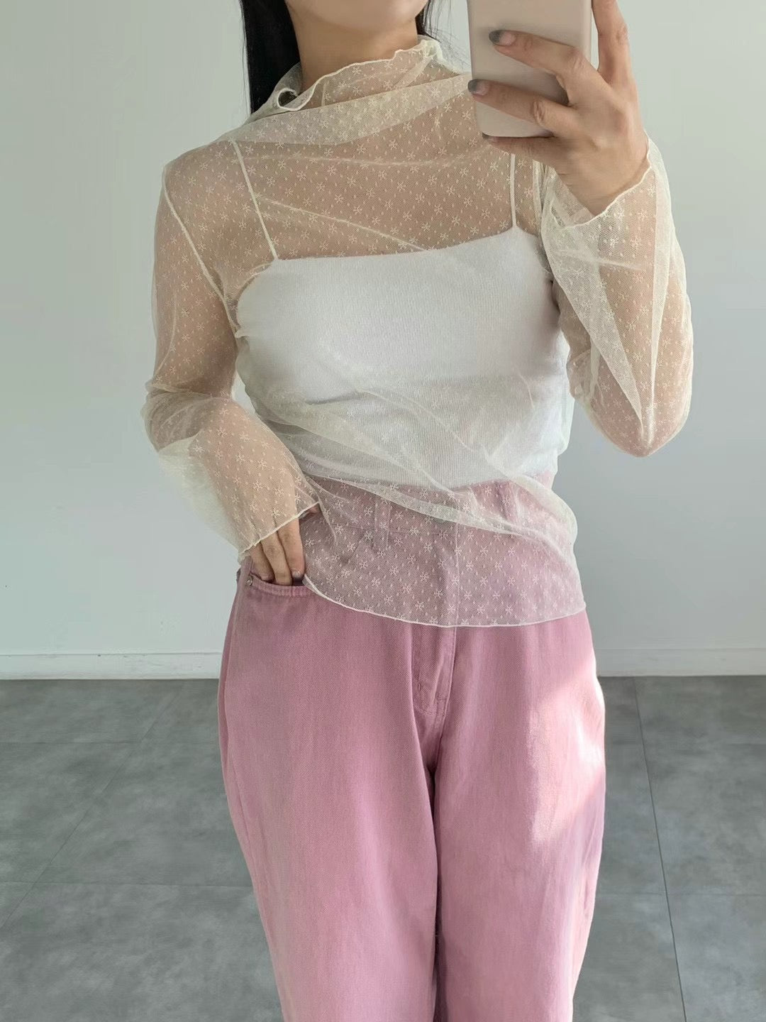 <Comeback款>【一秒心動💓】 Mini flower see-though top(pre order)