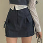 Denim ribbon vest+skirt SET(pre order)