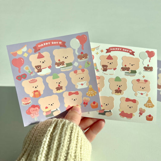 Bamtoree happy day die-cut sticker<2pcs>(pre order)